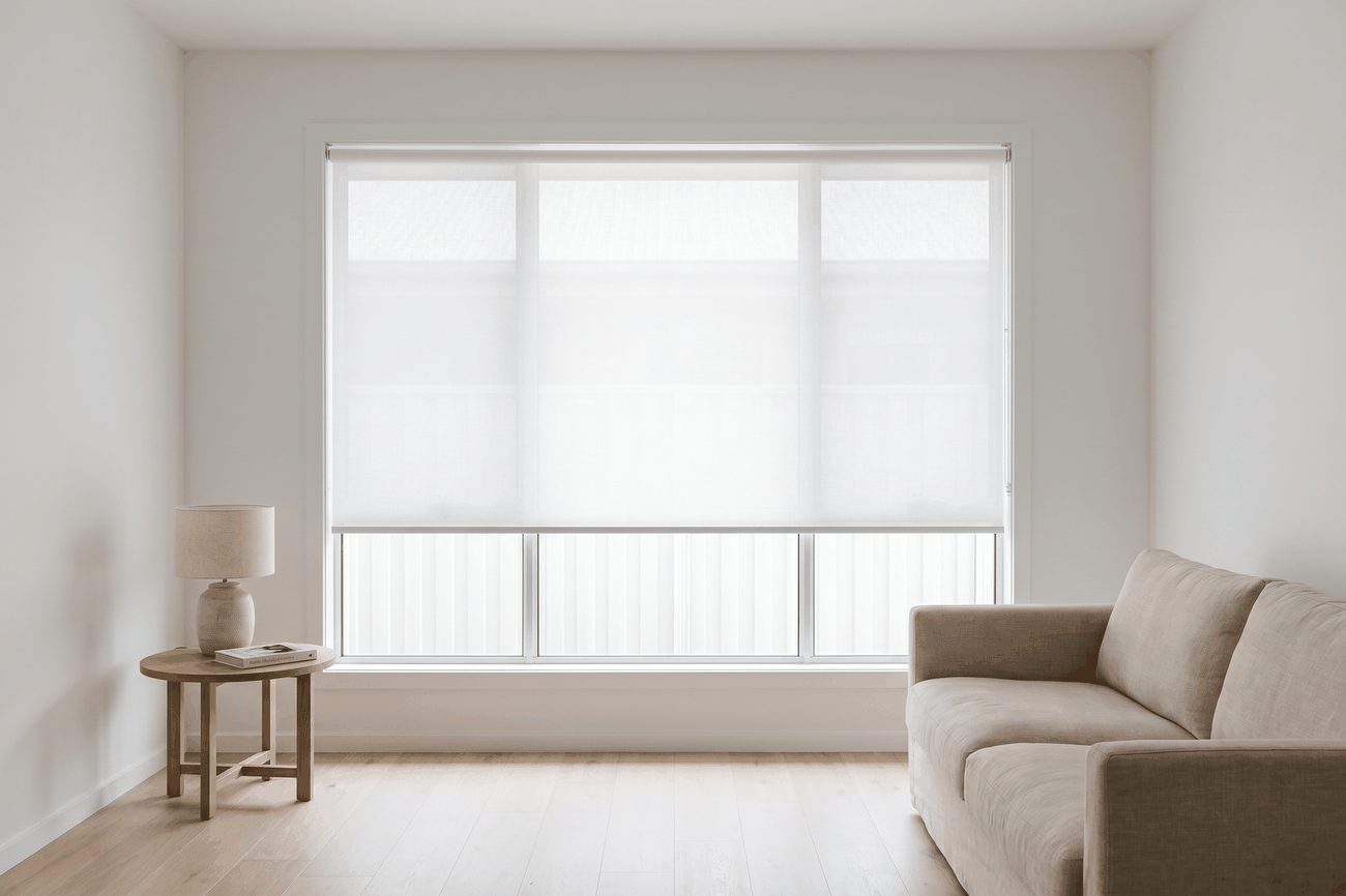 Linesque Light Filtering Roller Blind in Oat
