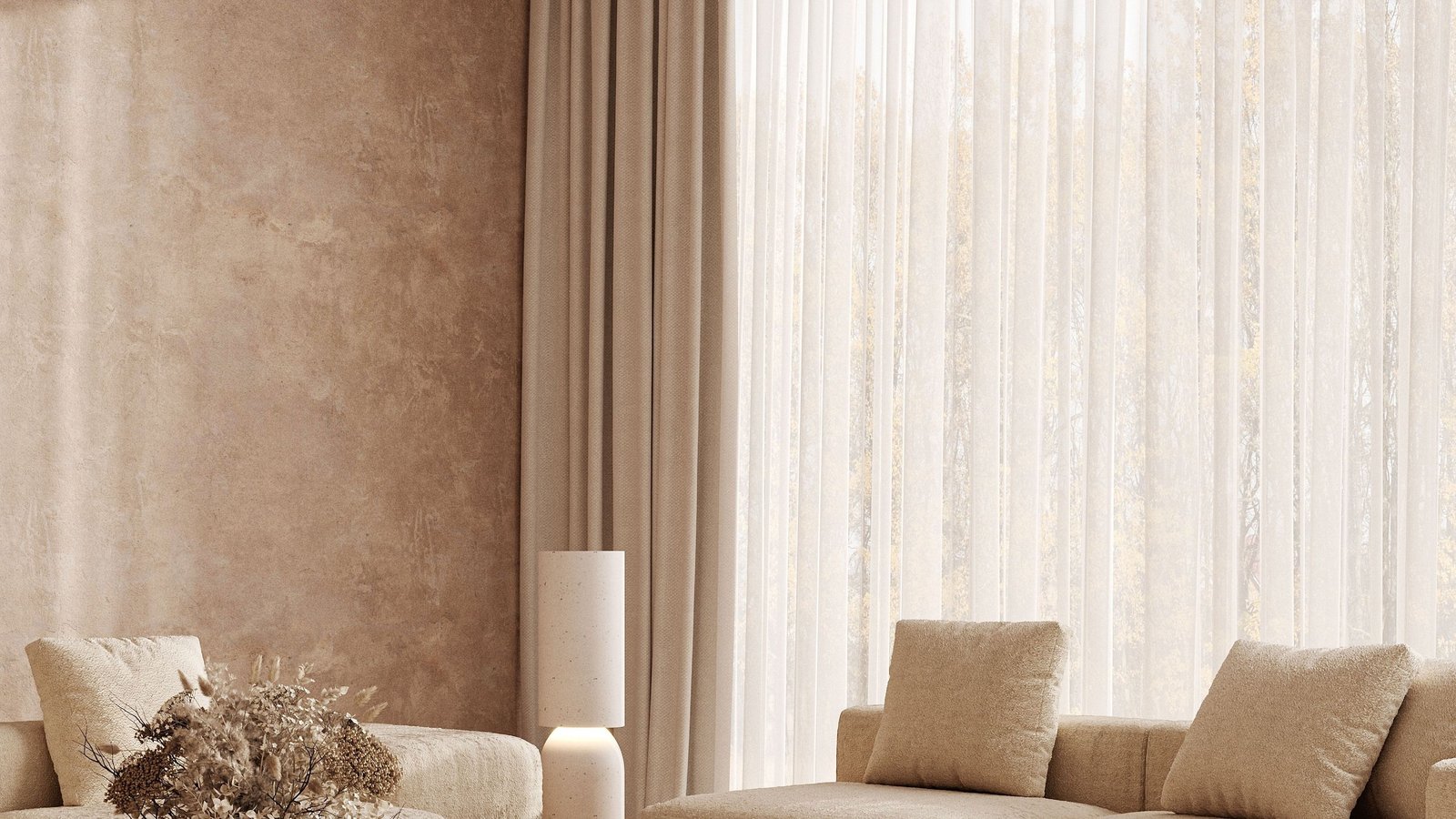 Basque Blockout Curtain styled in a room