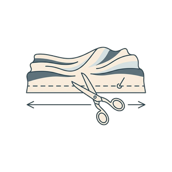 Fabric being cut to size