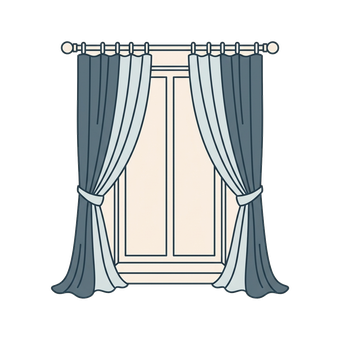 Finished curtains tied back over a window