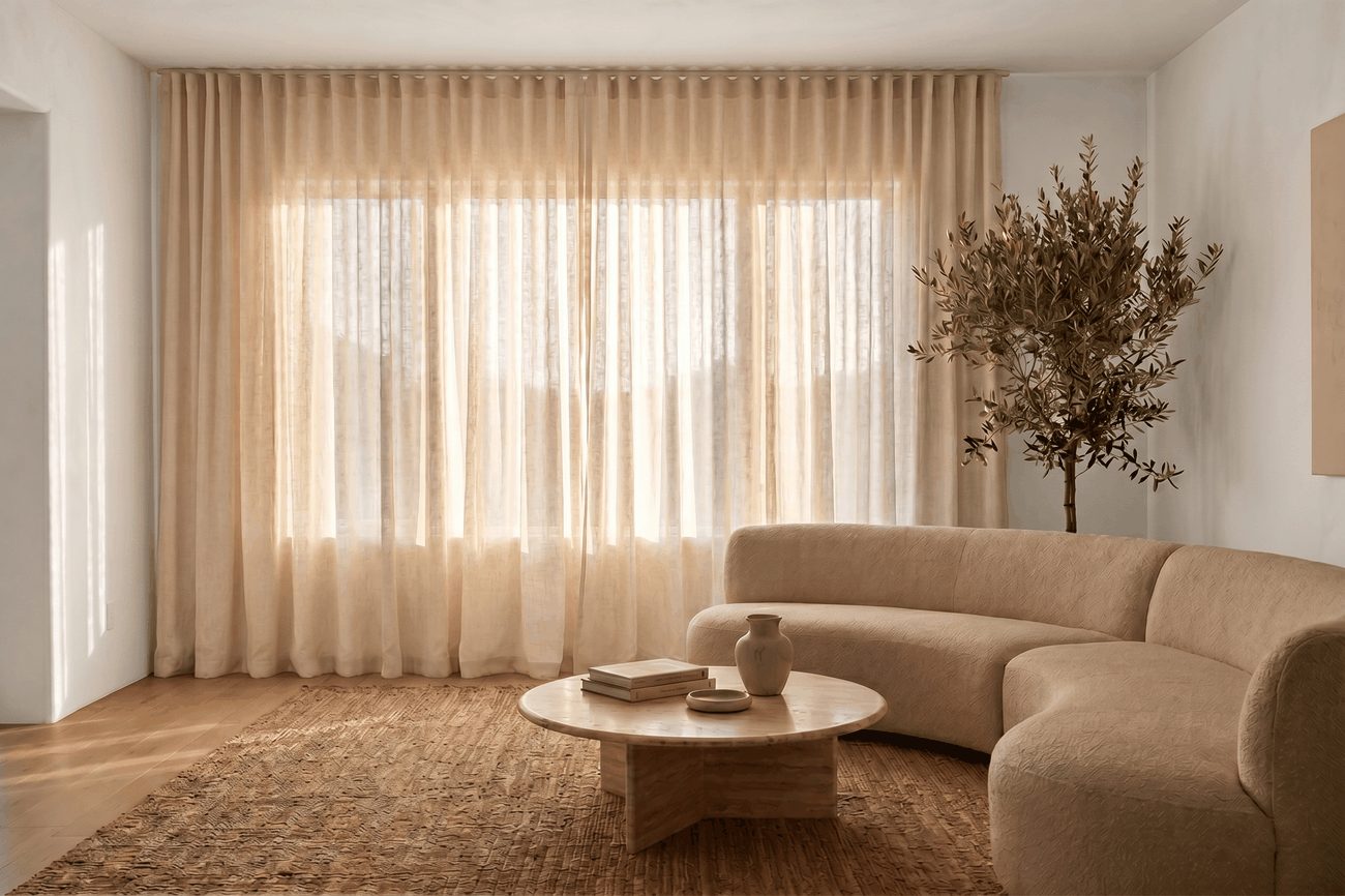 Odin Sheer Curtain fabric in Natural
